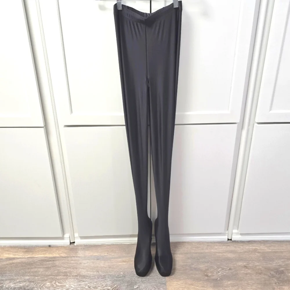 NWOT Ego Black Pantalone Platform Shoe‎ Size 8 and Tights Size S/M